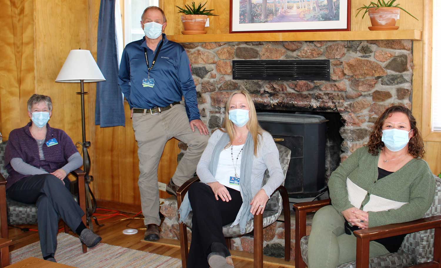 nurses posing in lobby