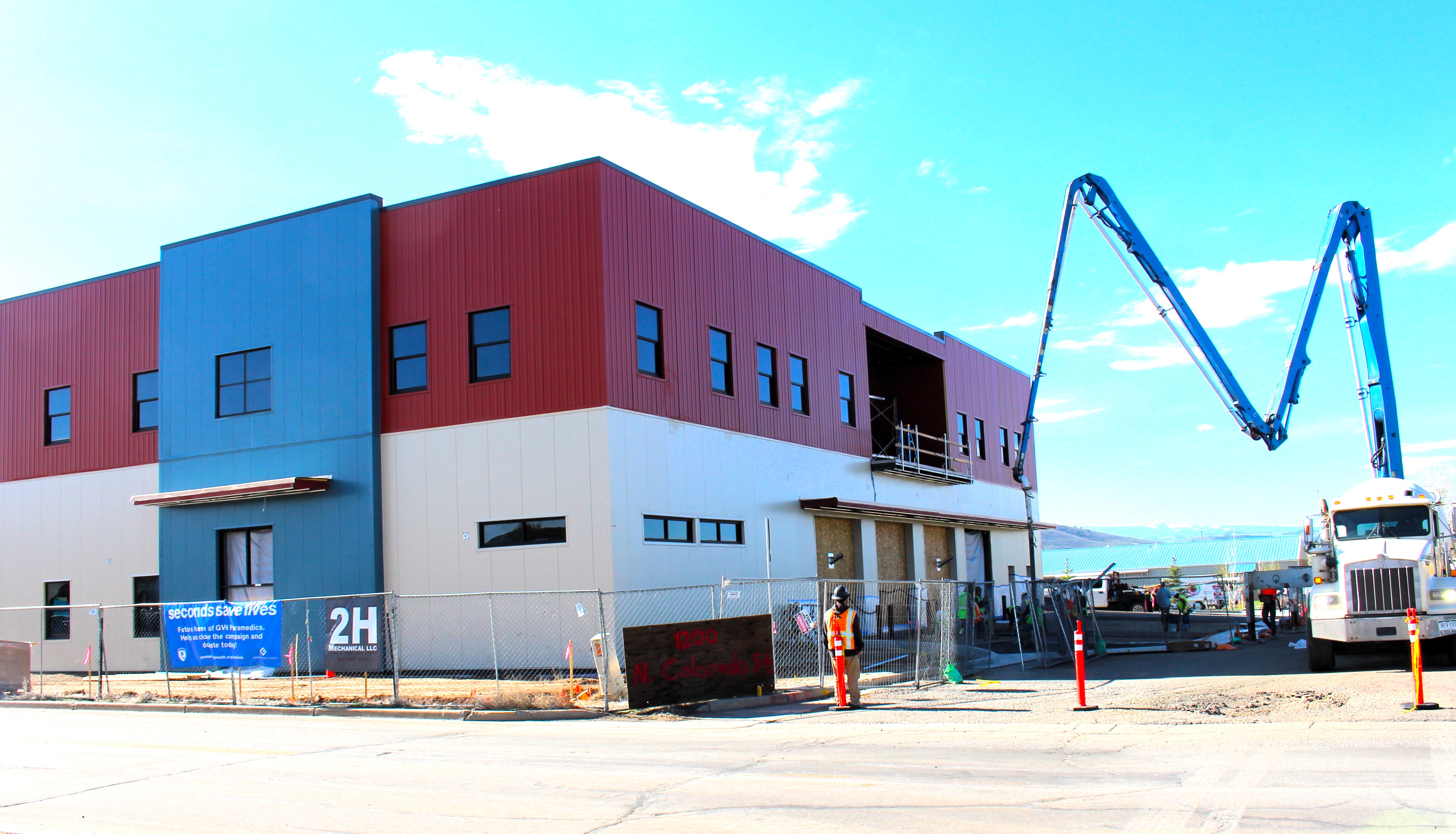 New EMS building during construction, nearing end phases