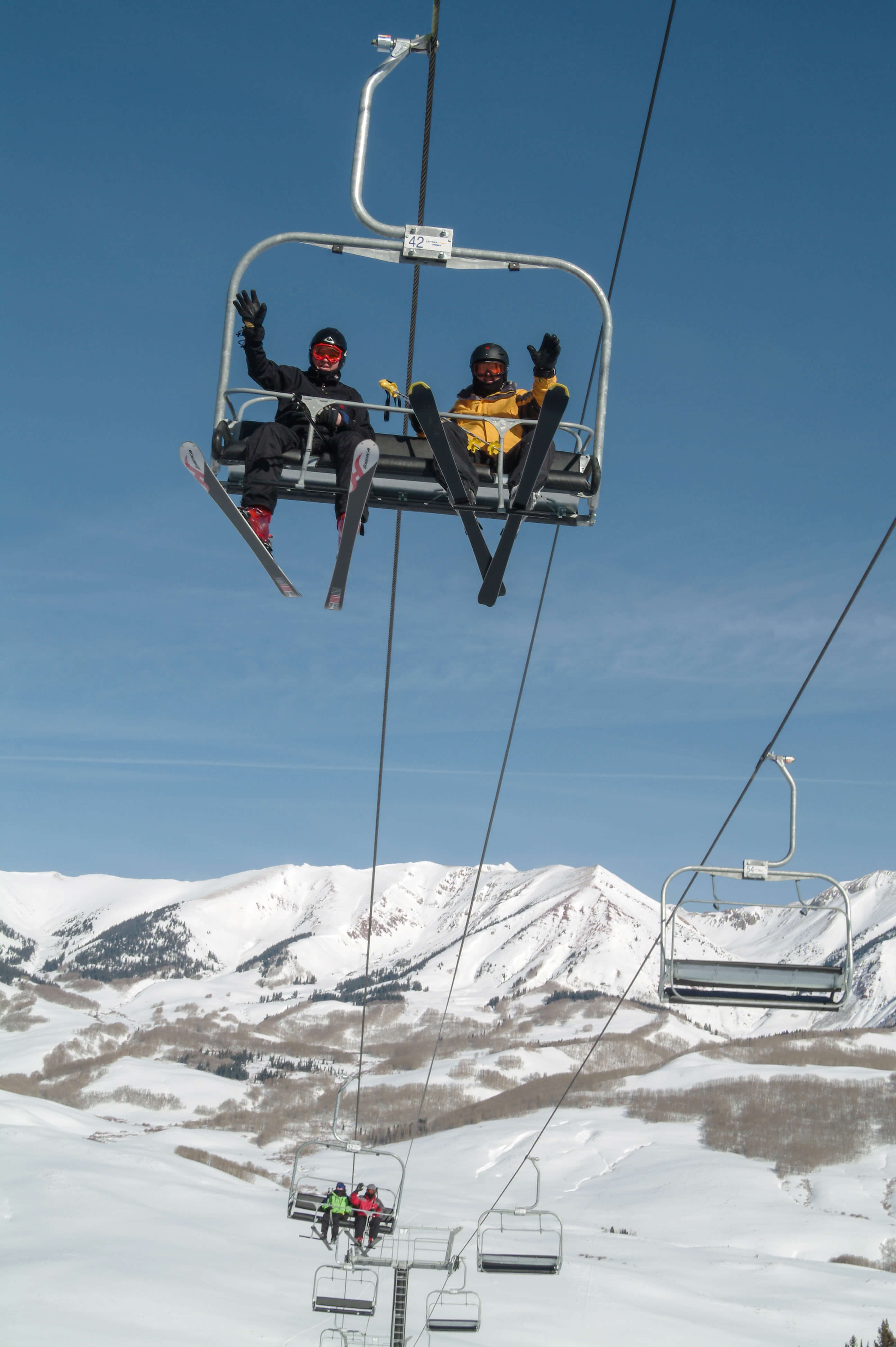 people on ski lift
